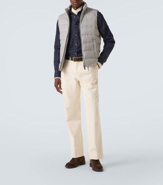 Veste doudoune sans manches en soie et cachemire | Herno