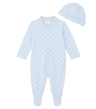 Baby GG cotton bodysuit and beanie | Gucci Kids