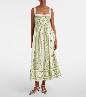Barbara floral cotton midi dress | Agua by Agua Bendita