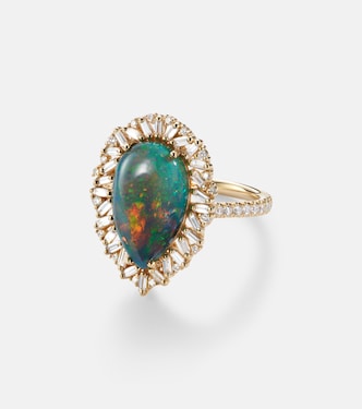 Anello Portrait in oro 18kt con opale e diamanti | Suzanne Kalan