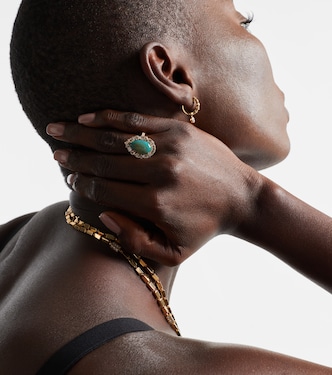 Anello Portrait in oro 18kt con opale e diamanti | Suzanne Kalan