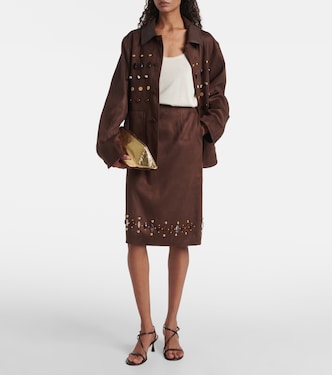 Embellished faux suede pencil skirt | Xu Zhi