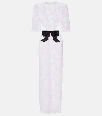 Bow-detail cotton-blend lace gown  | Shushu/Tong