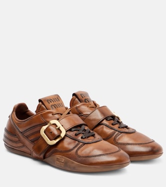 Logo leather sneakers | Miu Miu