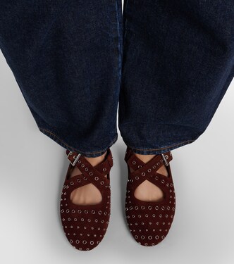Embellished suede ballet flats | Alaïa