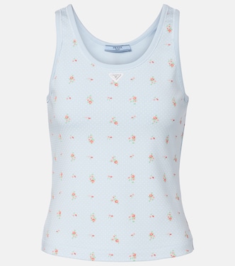 Floral cotton-blend tank top | Prada
