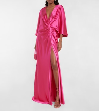 Vestido de fiesta de satén drapeado | Monique Lhuillier