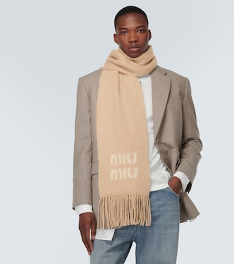 Logo mohair and wool-blend scarf | Miu Miu