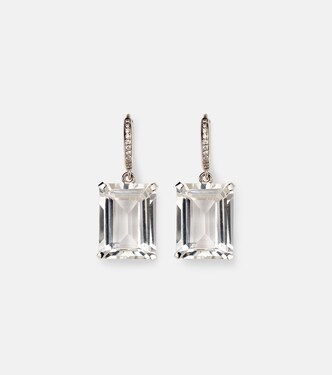 Orecchini in oro bianco 18kt con diamanti e topazio | Ileana Makri