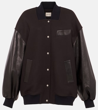 Veste bomber Spencer en laine mélangée et cuir | Khaite
