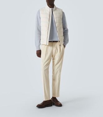 Pantaloni slim in cotone e cashmere a righe | Herno