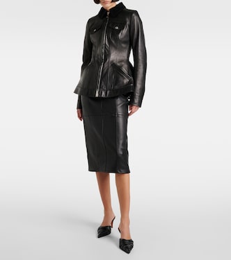 Giacca in pelle con velluto a coste | McQueen
