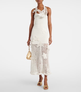 Vestido largo de croché de algodón | Oscar de la Renta
