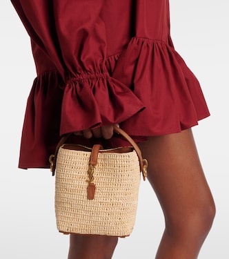 Secchiello Le 37 Mini in rafia con pelle | Saint Laurent