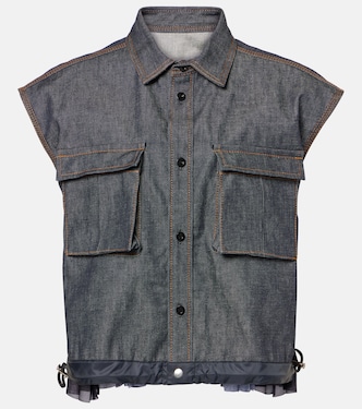 Camisa de denim cropped | Sacai