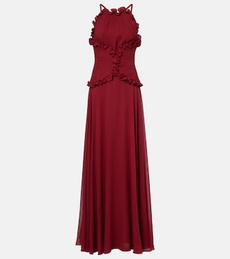 Ruffled silk georgette gown | Elie Saab