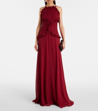Ruffled silk georgette gown | Elie Saab