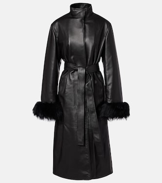 Mantel aus Leder mit Shearling | Alaïa