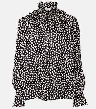 Polka-dot tie-neck silk blouse | Chloé