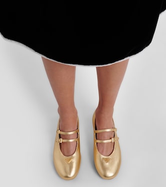 Mary-Jane-Ballerinas aus Metallic-Leder | Prada
