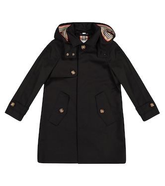 Hooded cotton twill coat | Burberry Kids