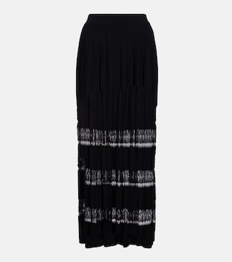 Lace-trimmed pleated knit maxi skirt | Alaïa