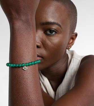 Armband Evil Eye aus Onyx mit 14kt Gelbgold, Diamanten und Smaragd | Sydney Evan