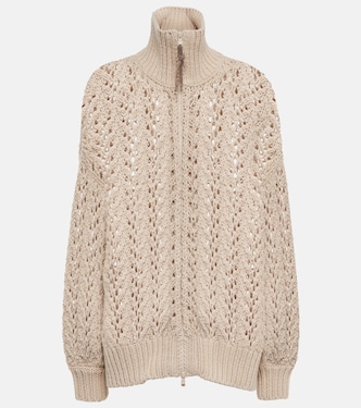 Open-knit wool-blend cardigan | Brunello Cucinelli