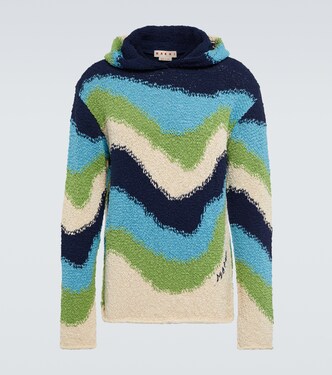 Felpa in cotone a righe con cappuccio | Marni