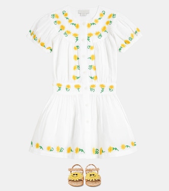 Besticktes Kleid aus Leinen und Baumwolle | Stella McCartney Kids