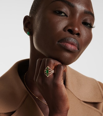 Bague Delicate Deco en or 18 ct, émeraudes et diamants | Shay Jewelry