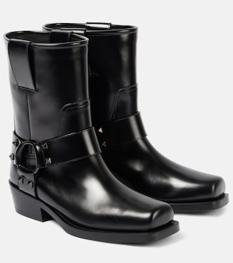 Botas biker Rockstud de piel | Valentino Garavani