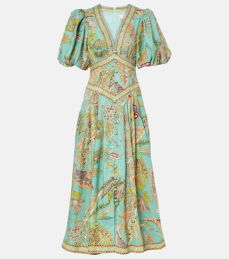Bedrucktes Midikleid Franca aus Leinen | Alémais
