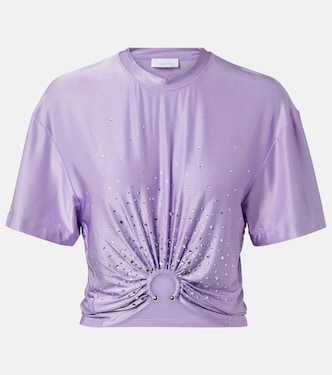 Embellished ring-detail cropped T-shirt | Rabanne