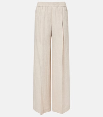 Pantaloni a gamba larga in lino | Brunello Cucinelli