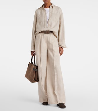 Pantaloni a gamba larga in lino | Brunello Cucinelli