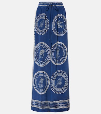 Pantaloni a gamba larga Oceane in seta | Alémais