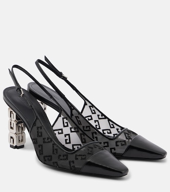 G Cube leather-trimmed mesh slingback pumps | Givenchy