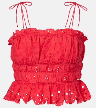 Broderie anglaise cropped cotton top | Melissa Odabash