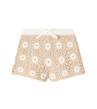 Shorts Cascadian in crochet di cotone con stampa floreale | Zimmermann Kids