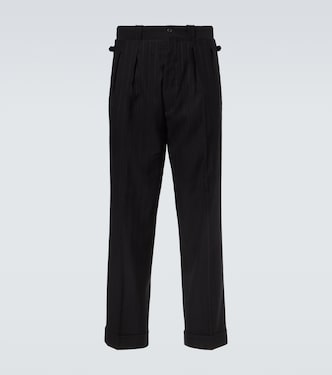 Pinstripe pleated wool-blend straight pants | Prada