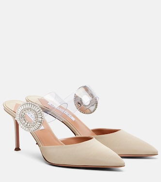 Crystal Hoop embellished PVC mules | Aquazzura