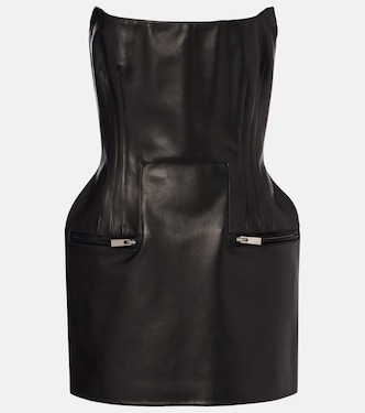 Off-shoulder leather bustier minidress | Magda Butrym