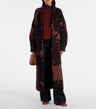 Wool and alpaca-blend jacquard wrap coat | Dries Van Noten