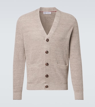 Ribbed-knit linen and cotton cardigan | Brunello Cucinelli