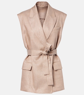Belted linen-blend vest | Brunello Cucinelli