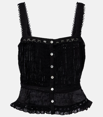 توب من القطن مقلّم بالدانتيل Berry | Poupette St Barth