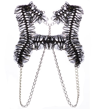 Tulle and chainlink harness | Noir Kei Ninomiya