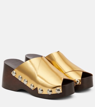 Mules en cuir métallisé à ornements | Ganni