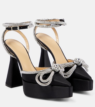 Double Bow embellished satin pumps | Mach & Mach